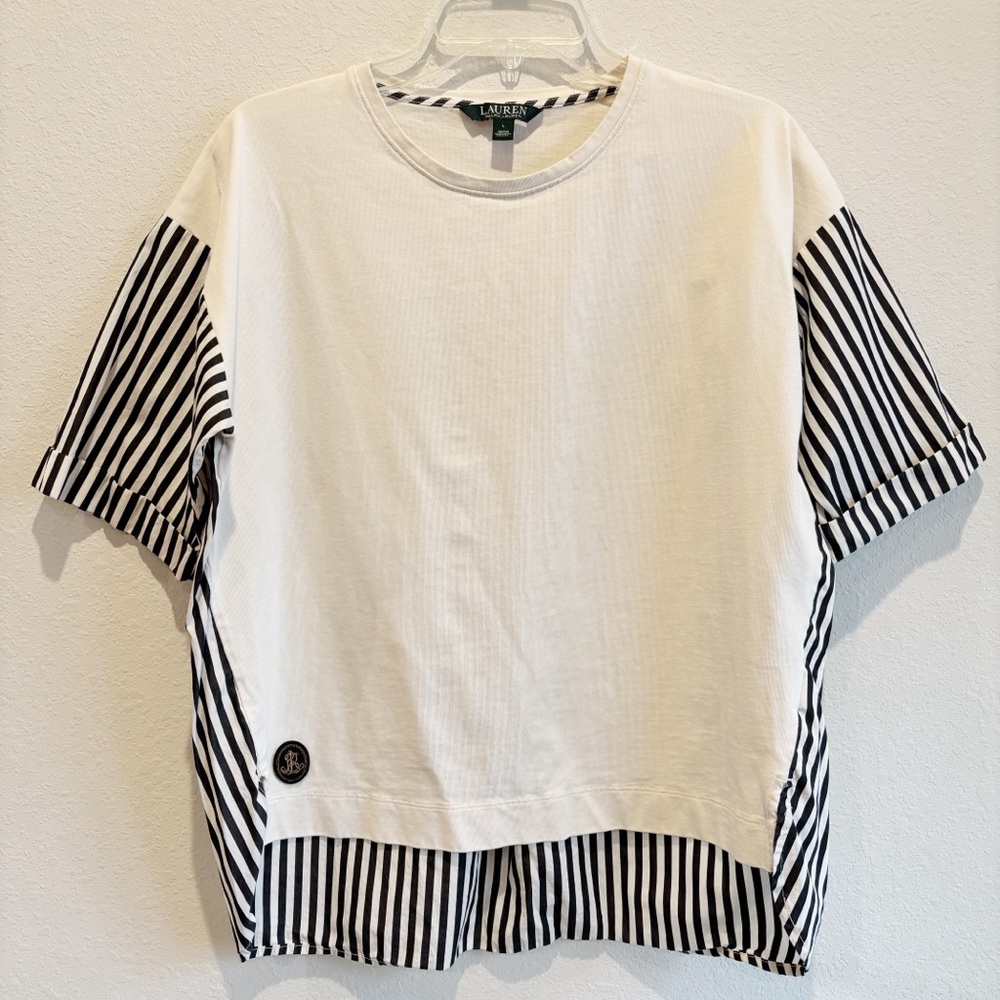Ralph Lauren White and Black Striped Women's Blouse